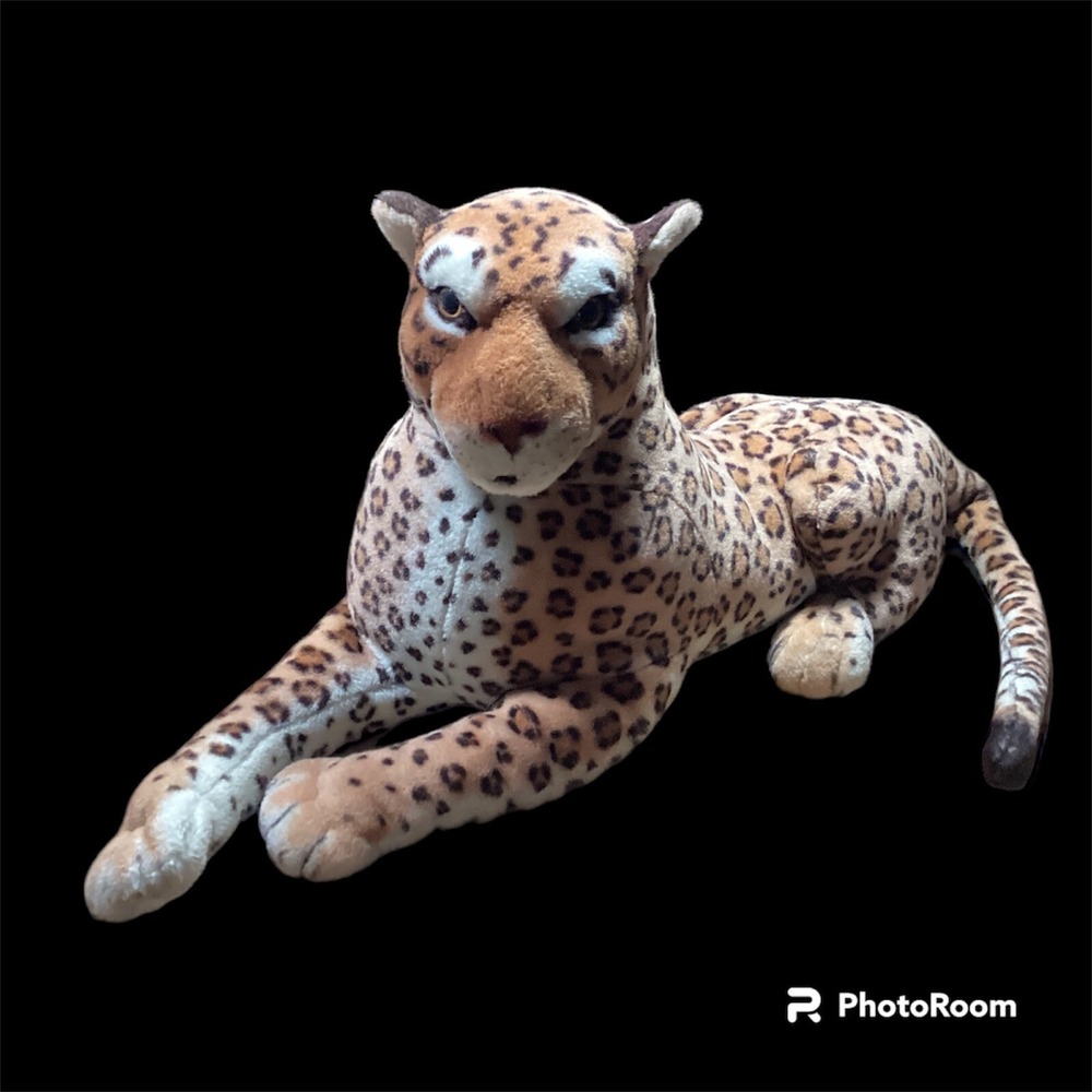 Vintage Best Made Toys Realistic Large Leopard Plush Stuffed Animal 30" Big Cat